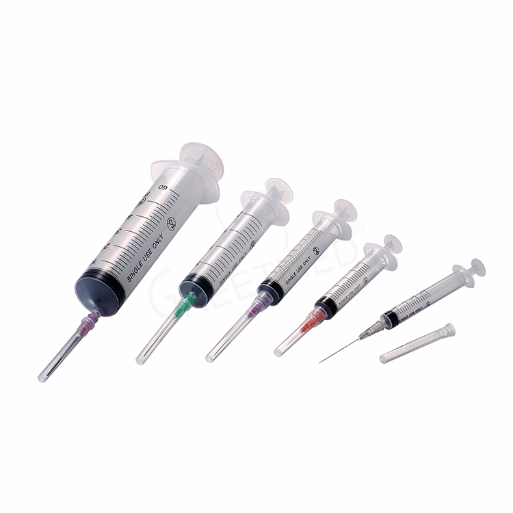 Chine 1 ml 3 ml 5 ml 10 ml 20 ml 60 ml Luer Lock Slip Seringue Jetable Médicale En Plastique Avec Aiguille